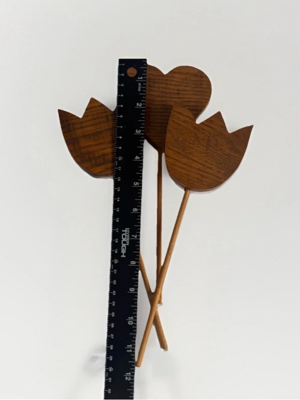 Vintage Wooden Tulip Heart Plant Stakes Wall Decor Rustic Country Farmhouse READ